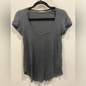 James Perse blue grey scoop neck round hem tee